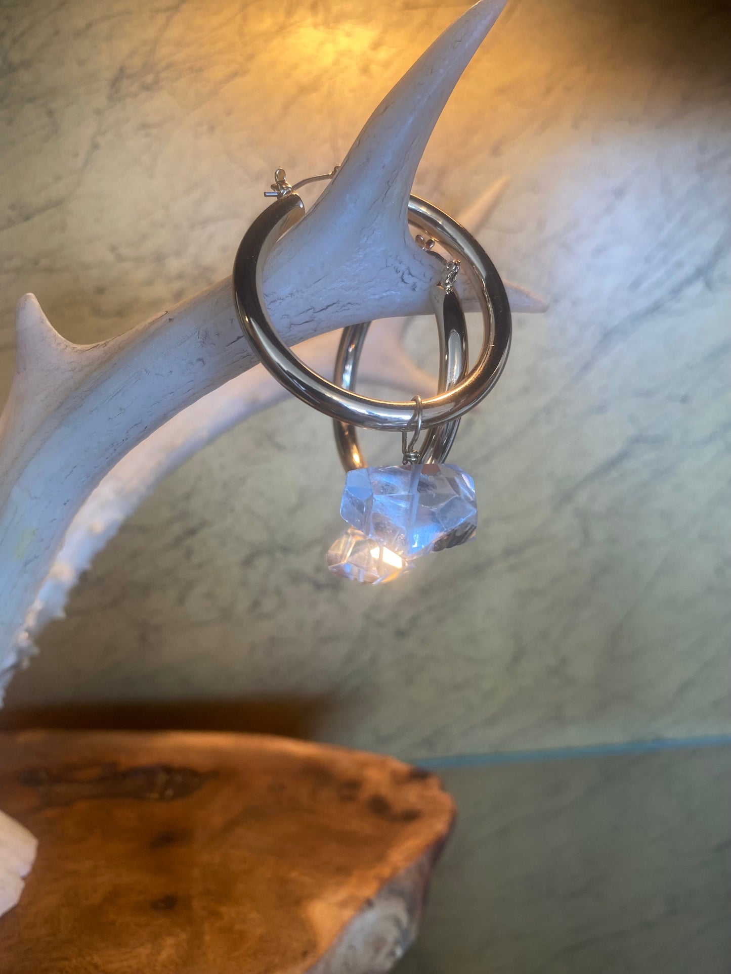 Faceted Quartz on Hoops