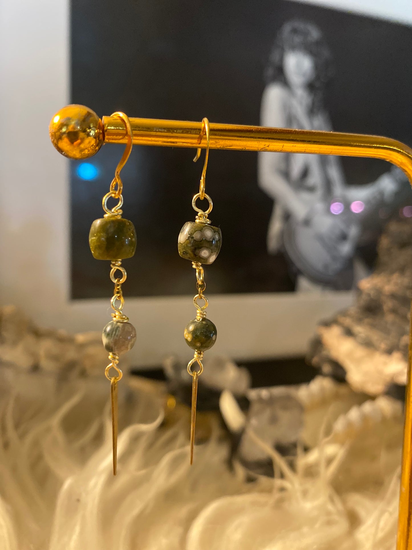 Ocean jasper spike earrings