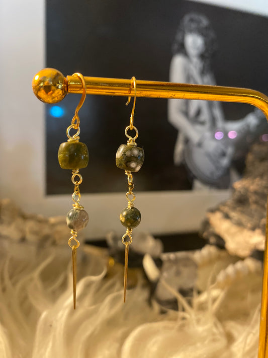 Ocean jasper spike earrings