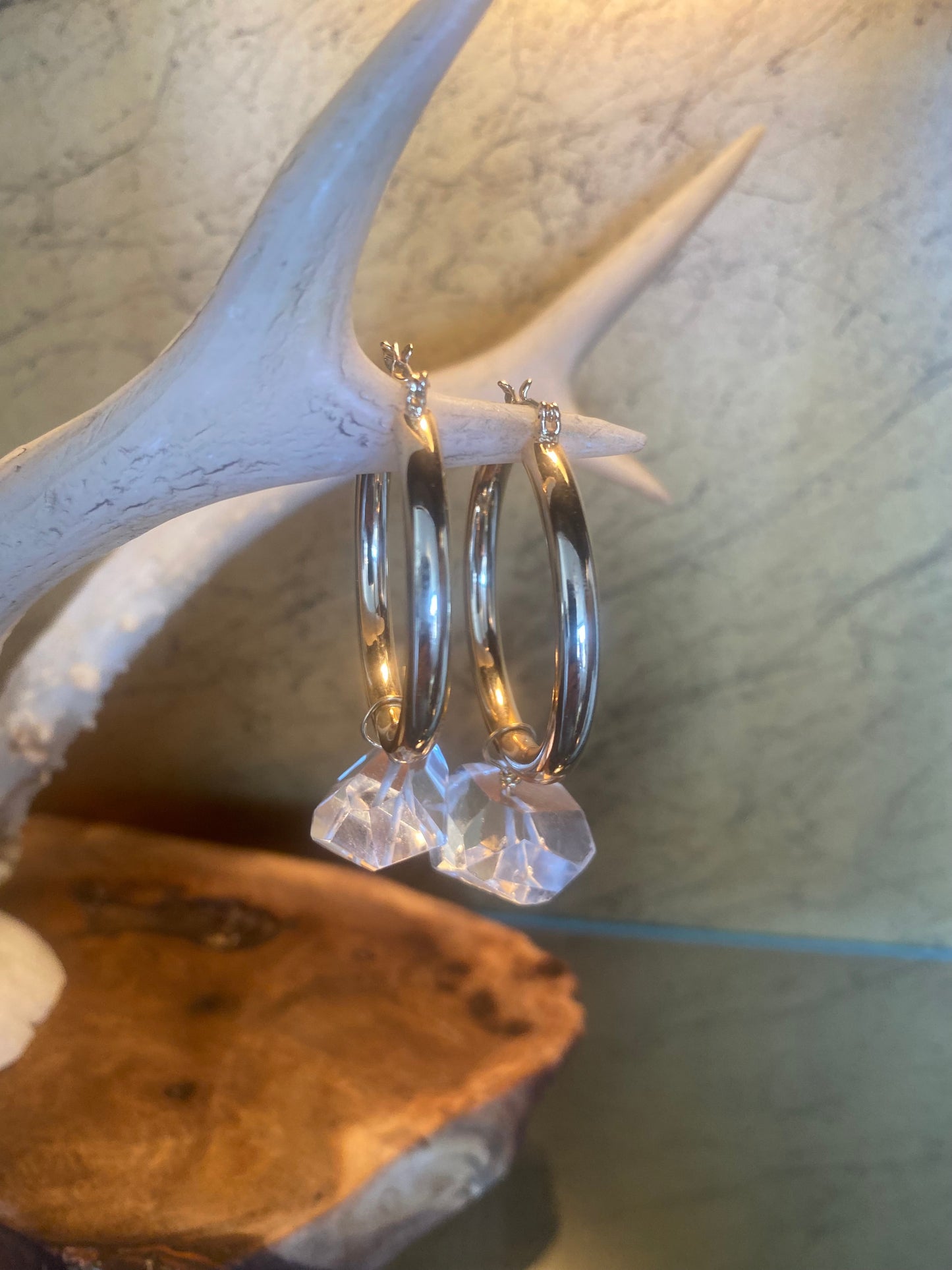 Faceted Quartz on Hoops