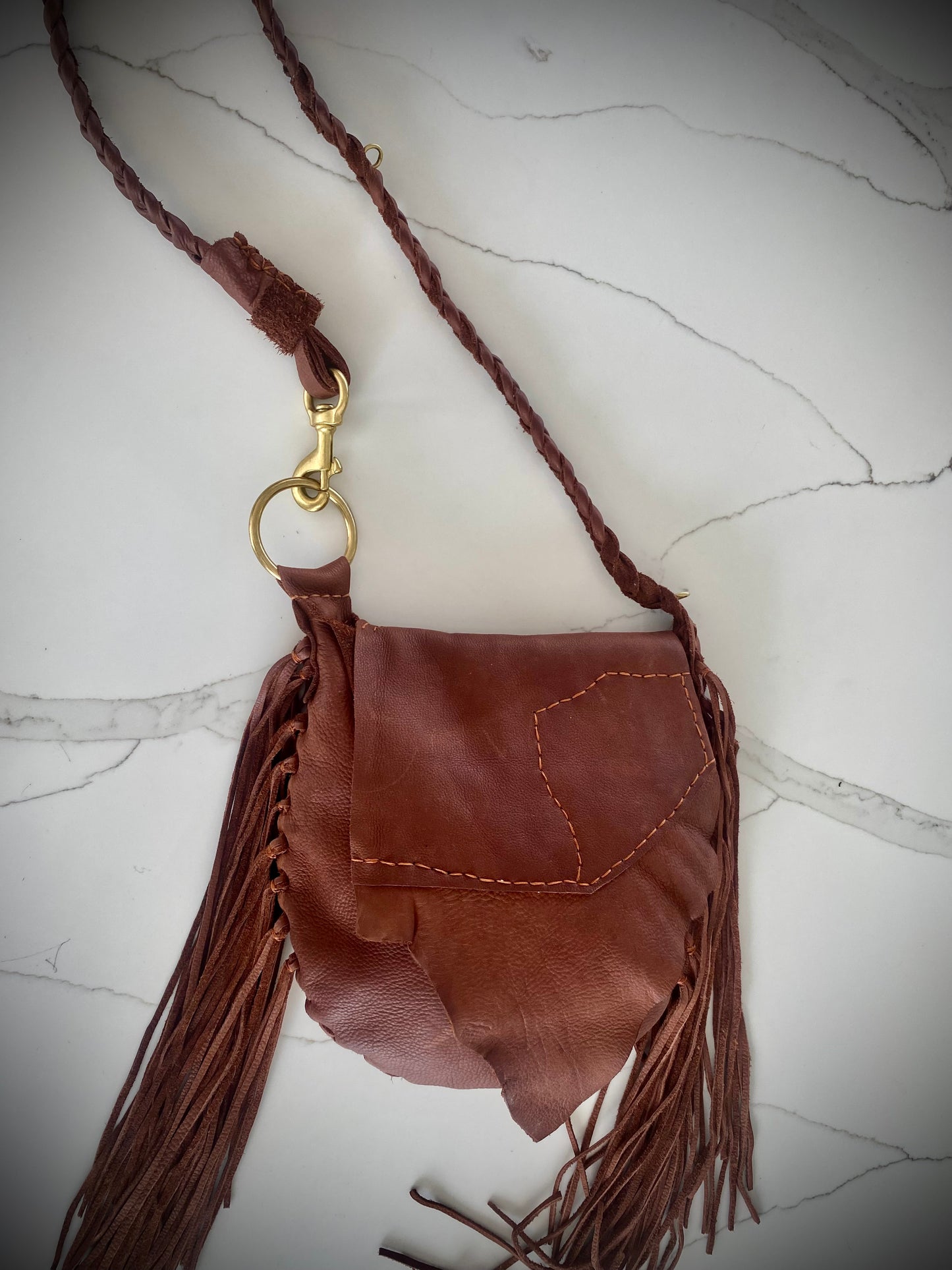 Cognac Fringe Bag