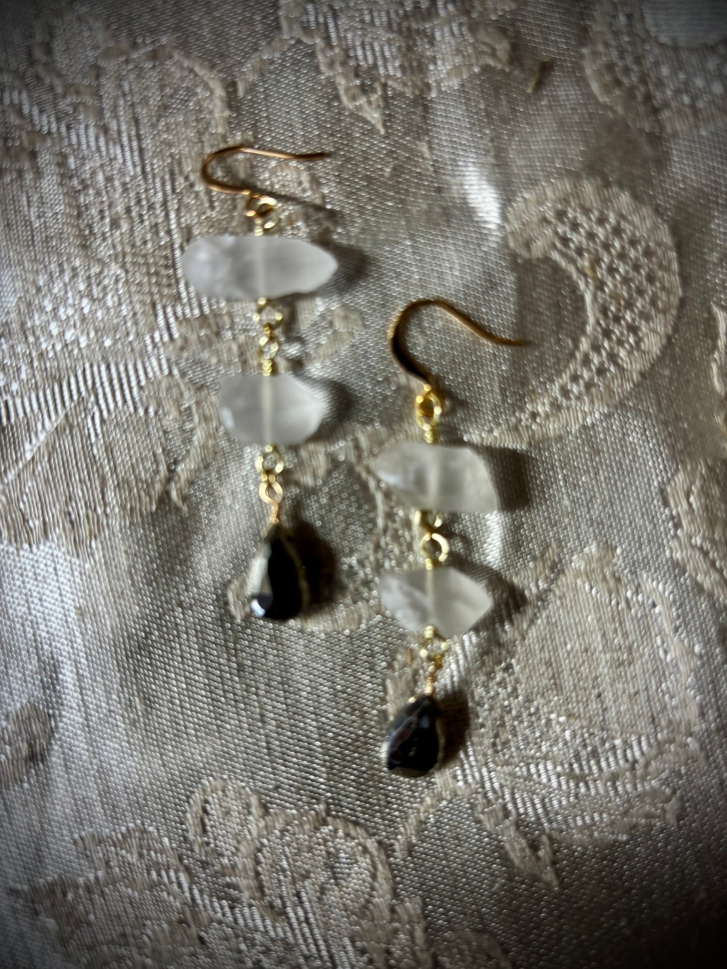 2 Quartz & Pyrite drops earrings