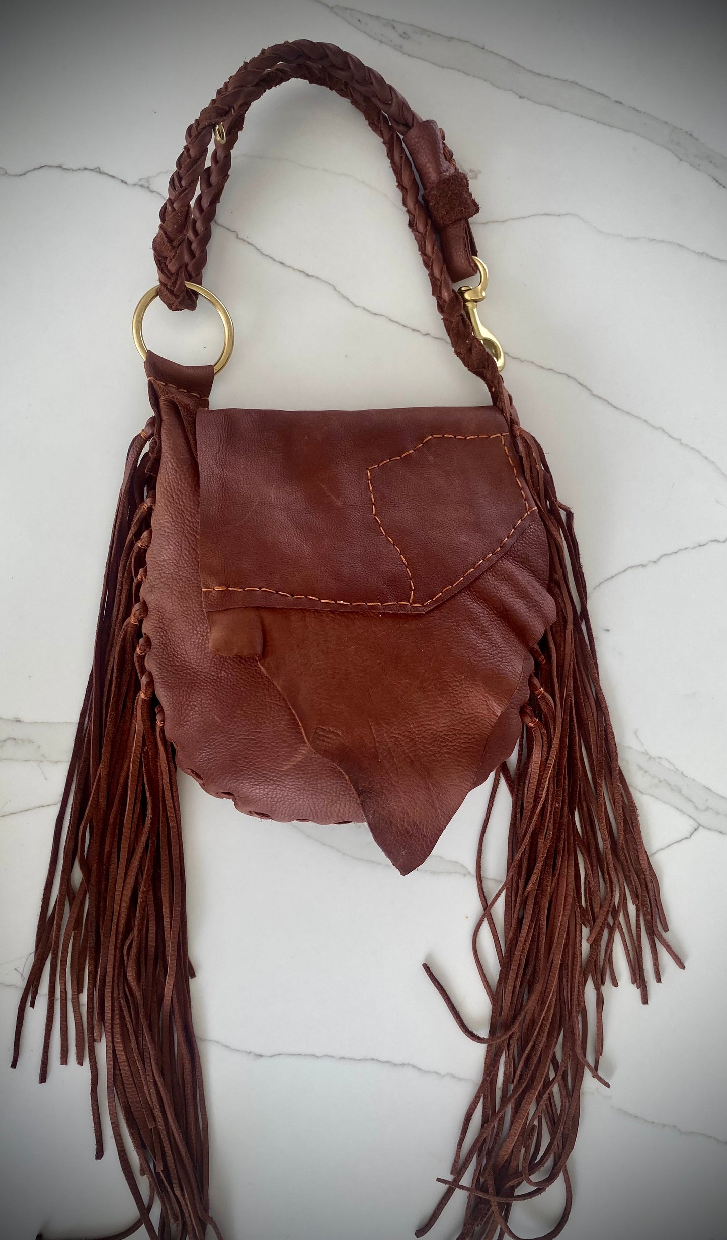 Cognac Fringe Bag