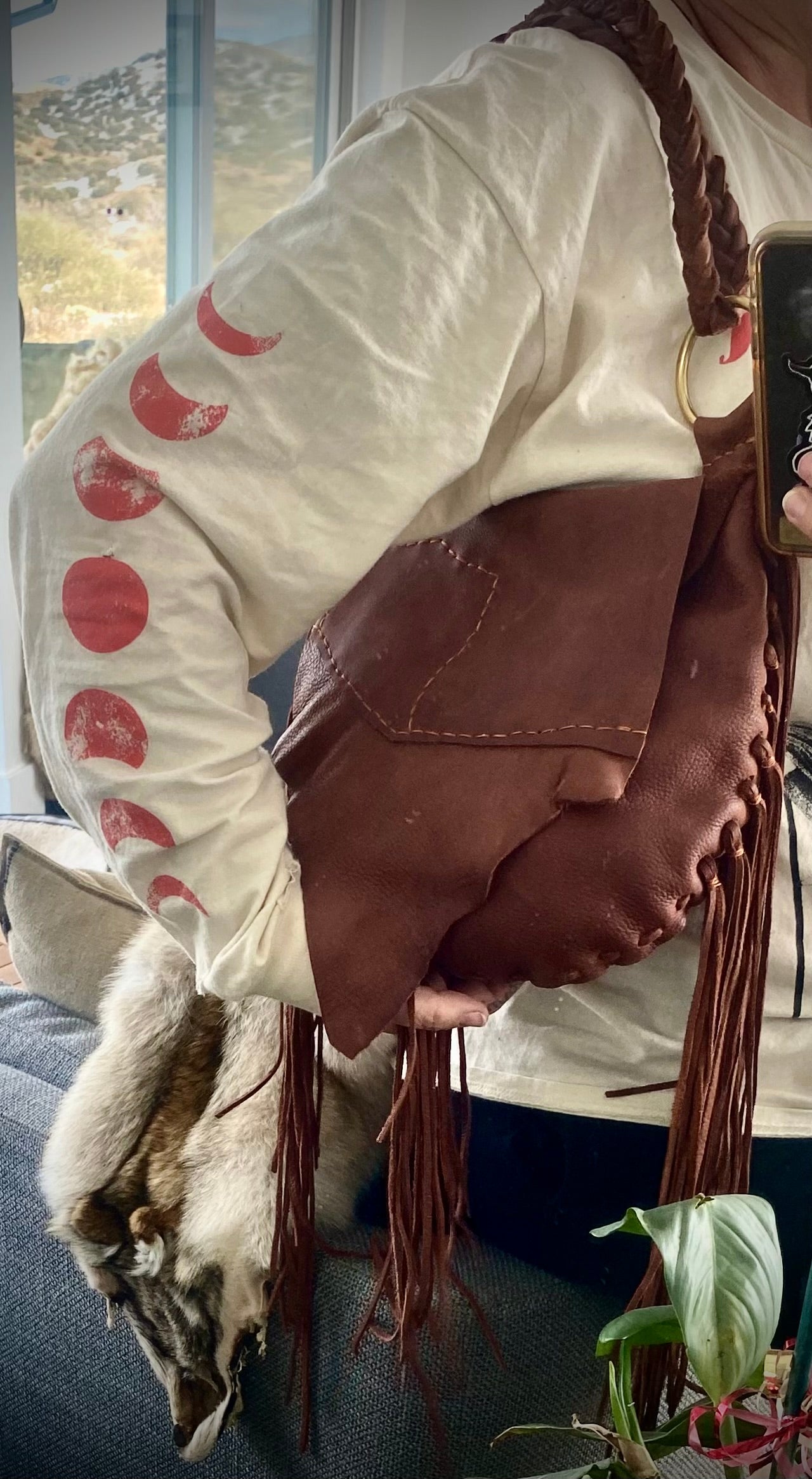 Cognac Fringe Bag