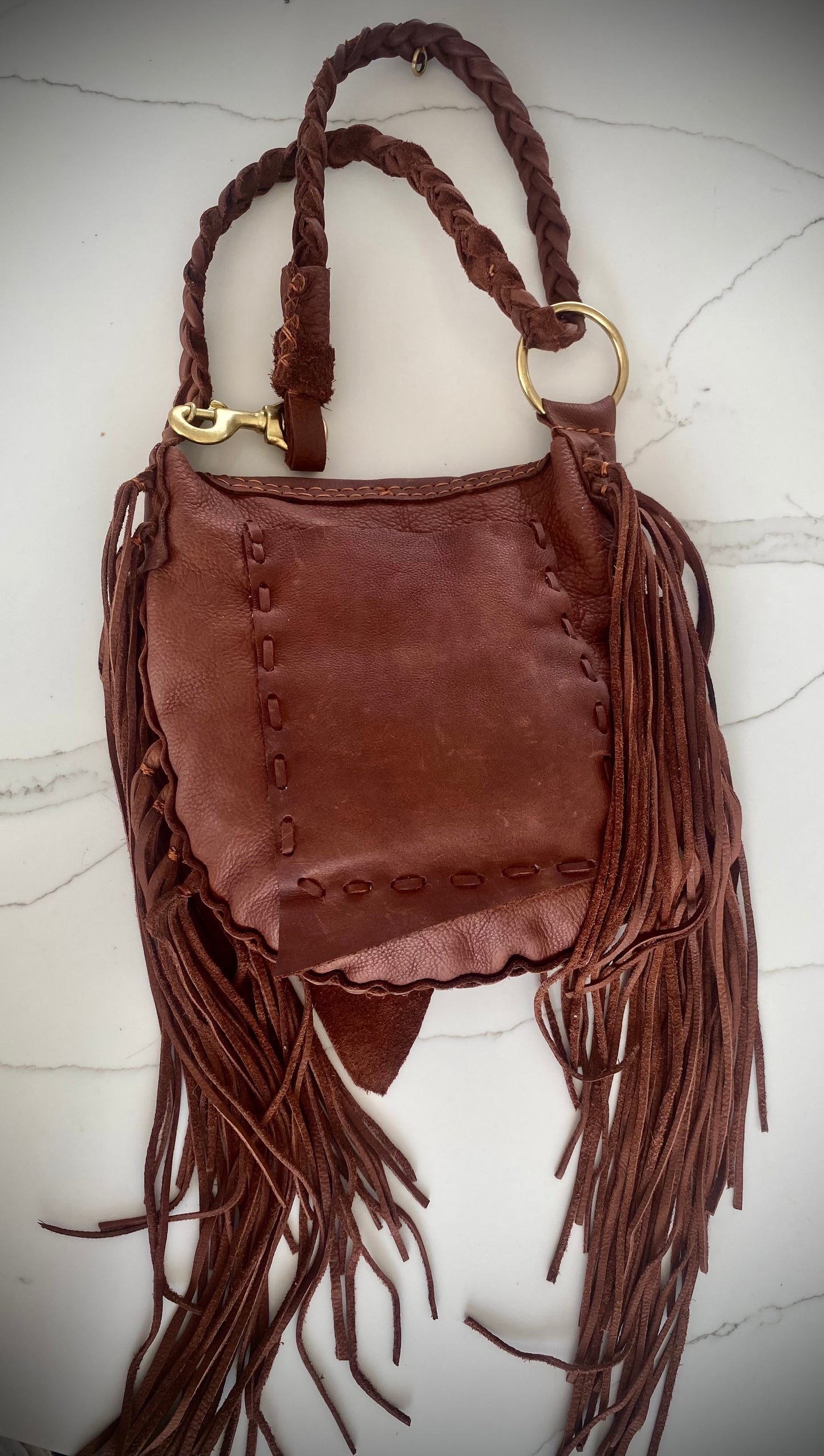 Cognac Fringe Bag